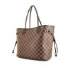 Shopping bag Louis Vuitton Neverfull modello medio in tela cerata con motivo a scacchi marrone e pelle marrone - 00pp thumbnail