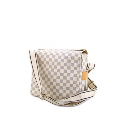 Borsa a tracolla Louis Vuitton Naviglio in tela cerata con motivo a scacchi e pelle naturale
