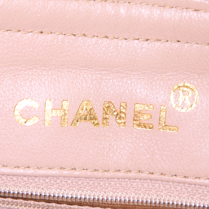 Sac porté épaule Chanel Vintage en cuir beige - Detail D3