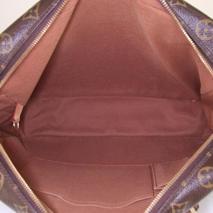 Borsa a tracolla Louis Vuitton Bosphore in tela monogram marrone e pelle naturale - Detail D3