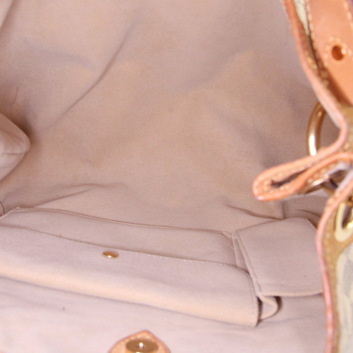 Louis Vuitton Galliera medium model handbag in azur damier canvas and natural leather - Detail D2