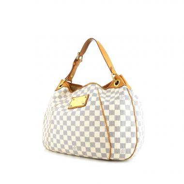 Sac à main Louis Vuitton Galliera moyen modèle en toile damier enduite azur et cuir naturel