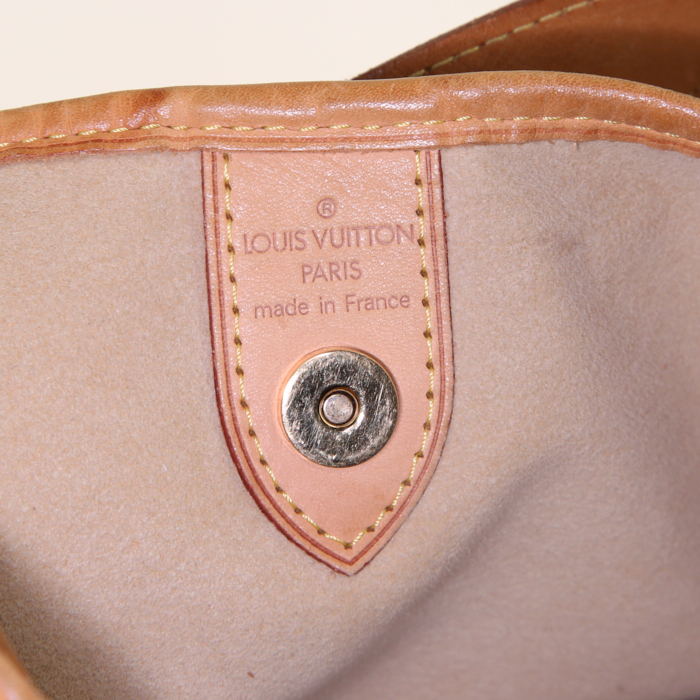 Bolso de mano Louis Vuitton Galliera modelo mediano en lona a cuadros azul celeste y cuero natural - Detail D3