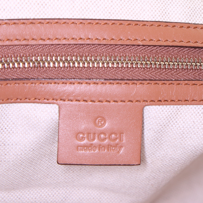 Sac cabas Gucci Craft Tote en toile denim bleue et cuir marron - Detail D3