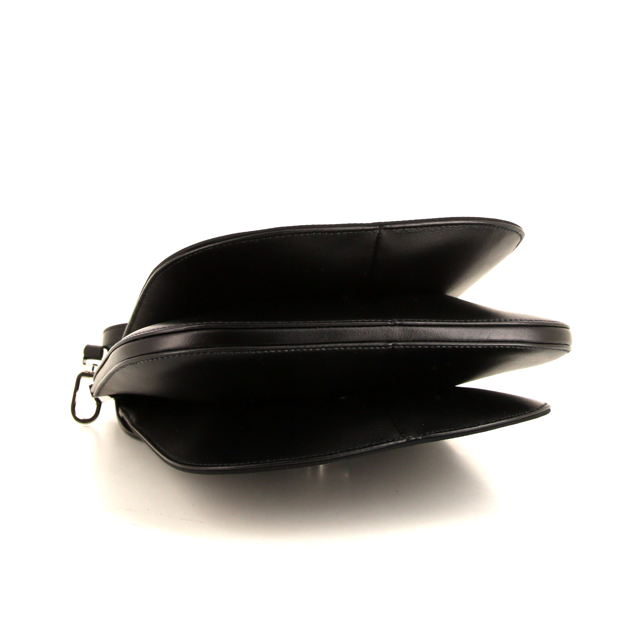 Sac bandoulière Prada Margit en cuir noir et toile noire - Detail D4