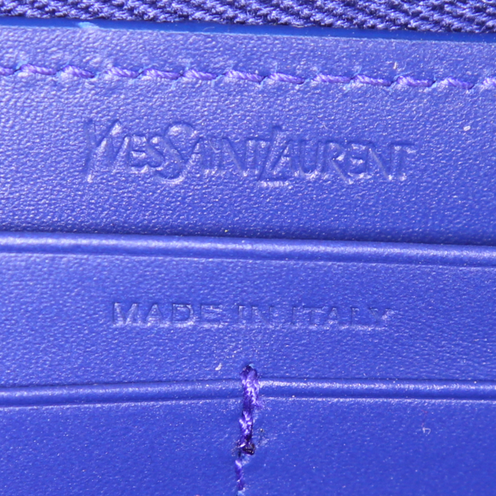 Portefeuille Saint Laurent Belle de Jour en cuir verni bleu - Detail D3