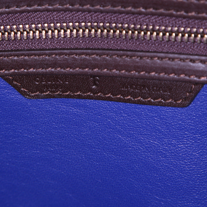 Céline Phantom shopping bag in brown and blue two tones leather - Detail D3