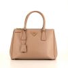 Prada Galleria small model handbag in beige leather saffiano - 360 thumbnail
