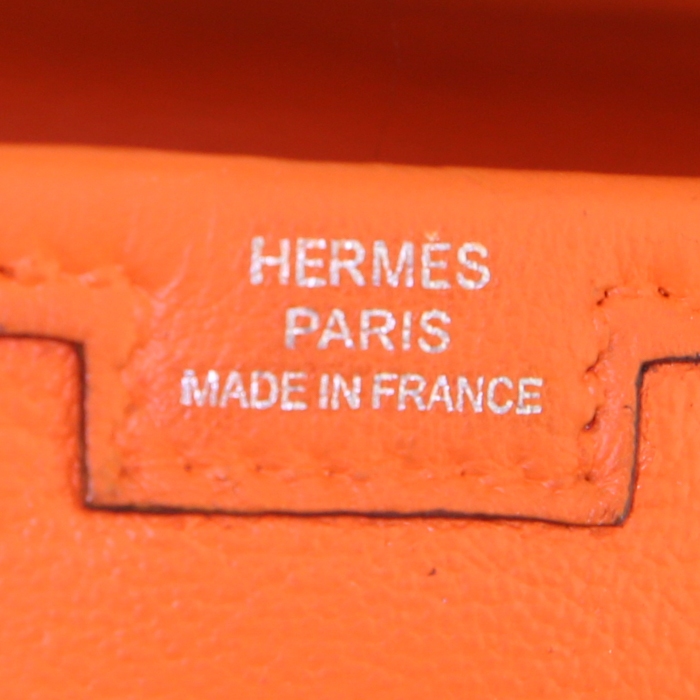 Hermes Jige pouch in orange Swift leather - Detail D3