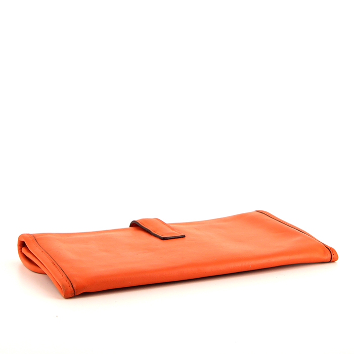 Pochette Hermes Jige in pelle Swift arancione - Detail D4