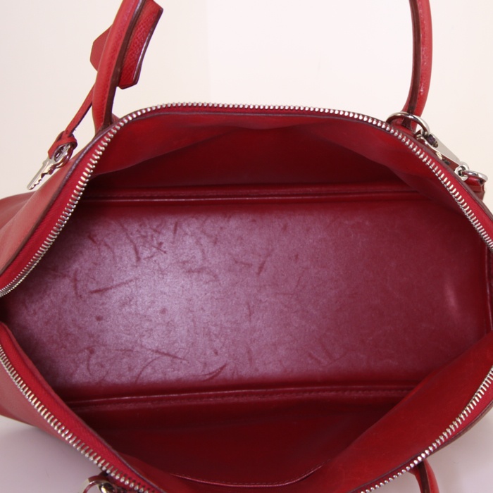 Bolso de mano Hermes Bolide 35 cm en cuero epsom rojo - Detail D3