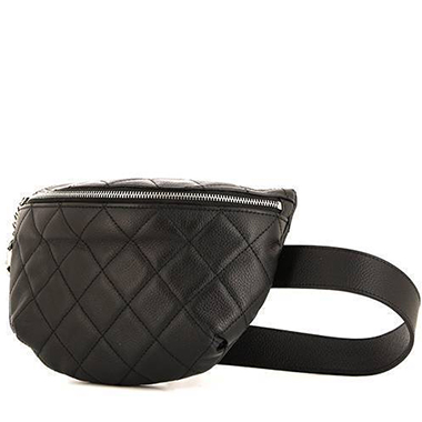 Pochette-cintura Chanel in pelle martellata e trapuntata nera