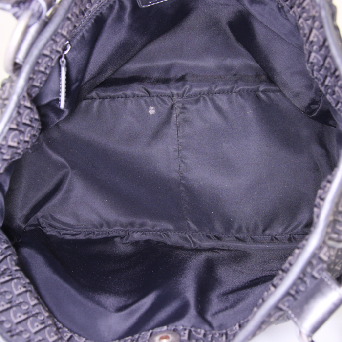 Bolso de mano Dior Vintage en lona Monogram gris y cuero gris - Detail D2