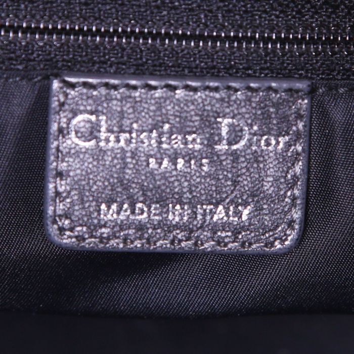 Sac à main Dior Vintage en toile monogram grise et cuir gris - Detail D3