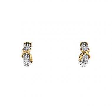 Fred Force 10 1980's hoop earrings in yellow gold and stainless steel