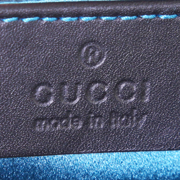 Gucci Ophidia shoulder bag in black suede and black patent leather - Detail D3