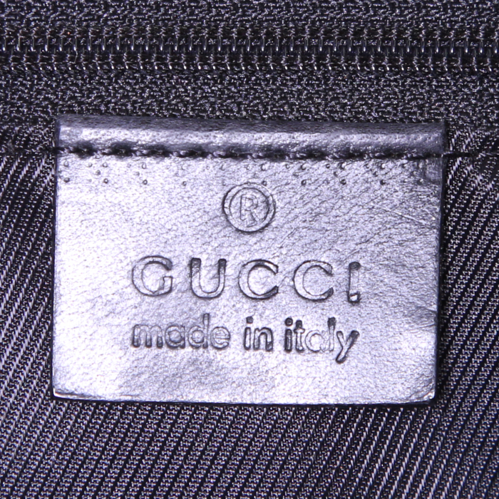 Gucci handbag in beige monogram canvas and brown leather - Detail D3