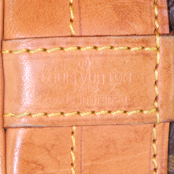Sac cabas Louis Vuitton Grand Noé en toile monogram enduite marron et cuir naturel - Detail D3