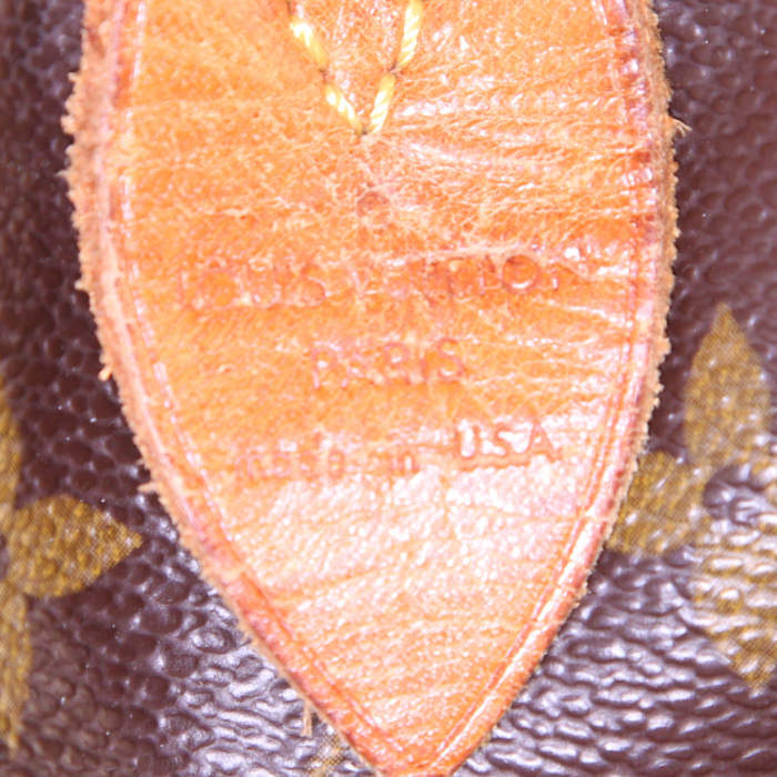 Sac de voyage Louis Vuitton Keepall 45 en toile monogram marron et cuir naturel - Detail D3