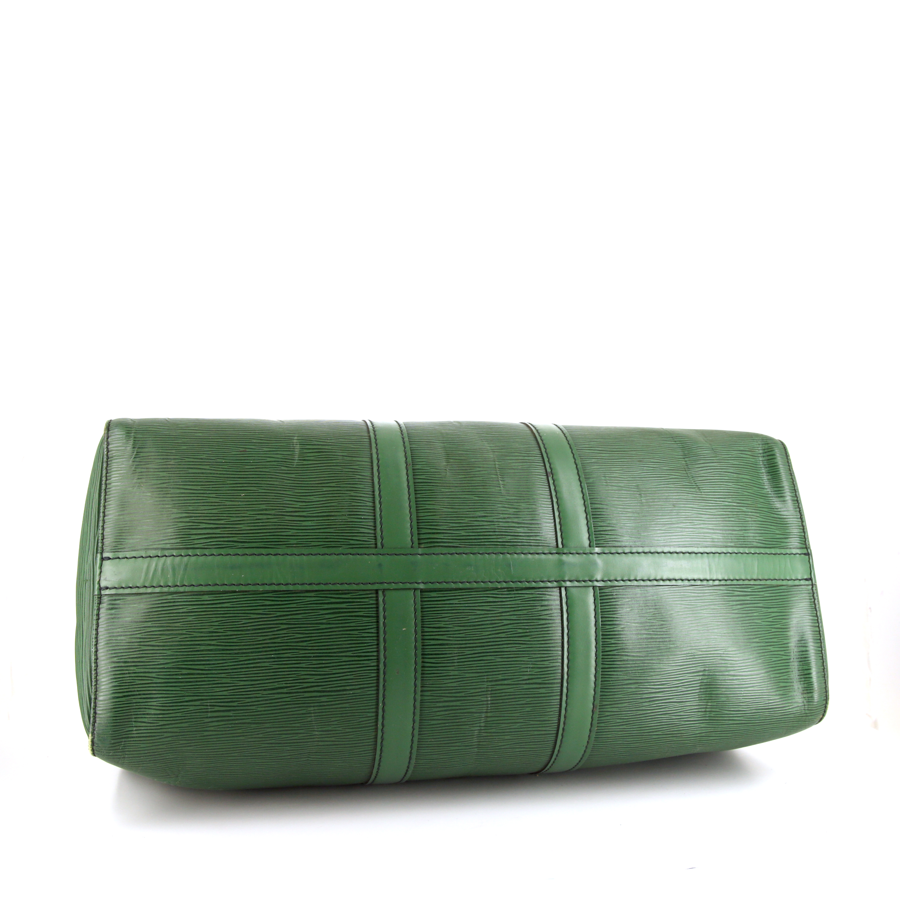 Bolsa de viaje Louis Vuitton Keepall 45 cm en cuero Epi verde - Detail D4