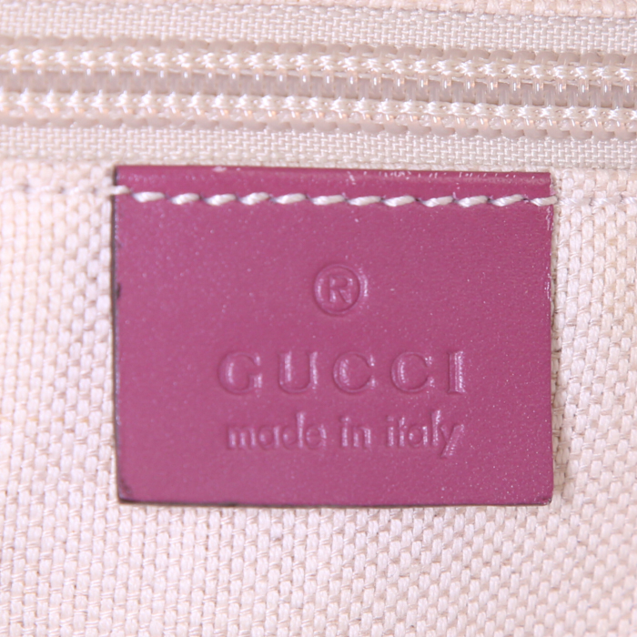 Bolso para llevar al hombro Gucci Gucci Vintage en lona Monogram gris y cuero rosa - Detail D3