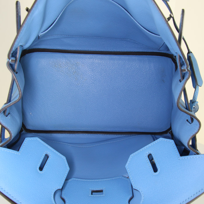 Hermes Birkin 30 cm handbag in Bleu Paradis epsom leather - Detail D2