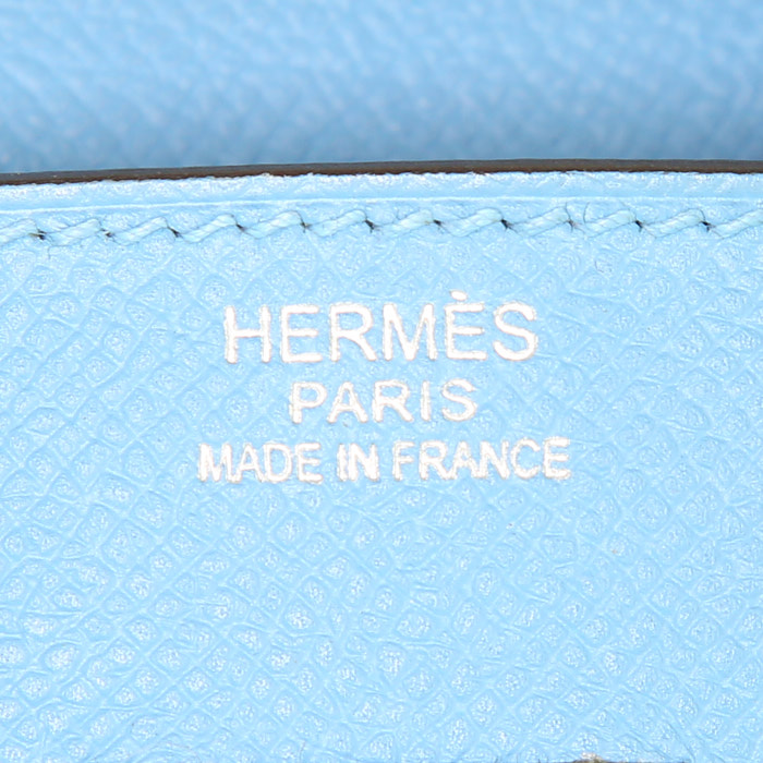 Borsa Hermes Birkin 30 cm in pelle Epsom Bleu Paradis - Detail D3