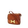 Hermes Constance shoulder bag in cognac doblis calfskin and brown leather - 00pp thumbnail