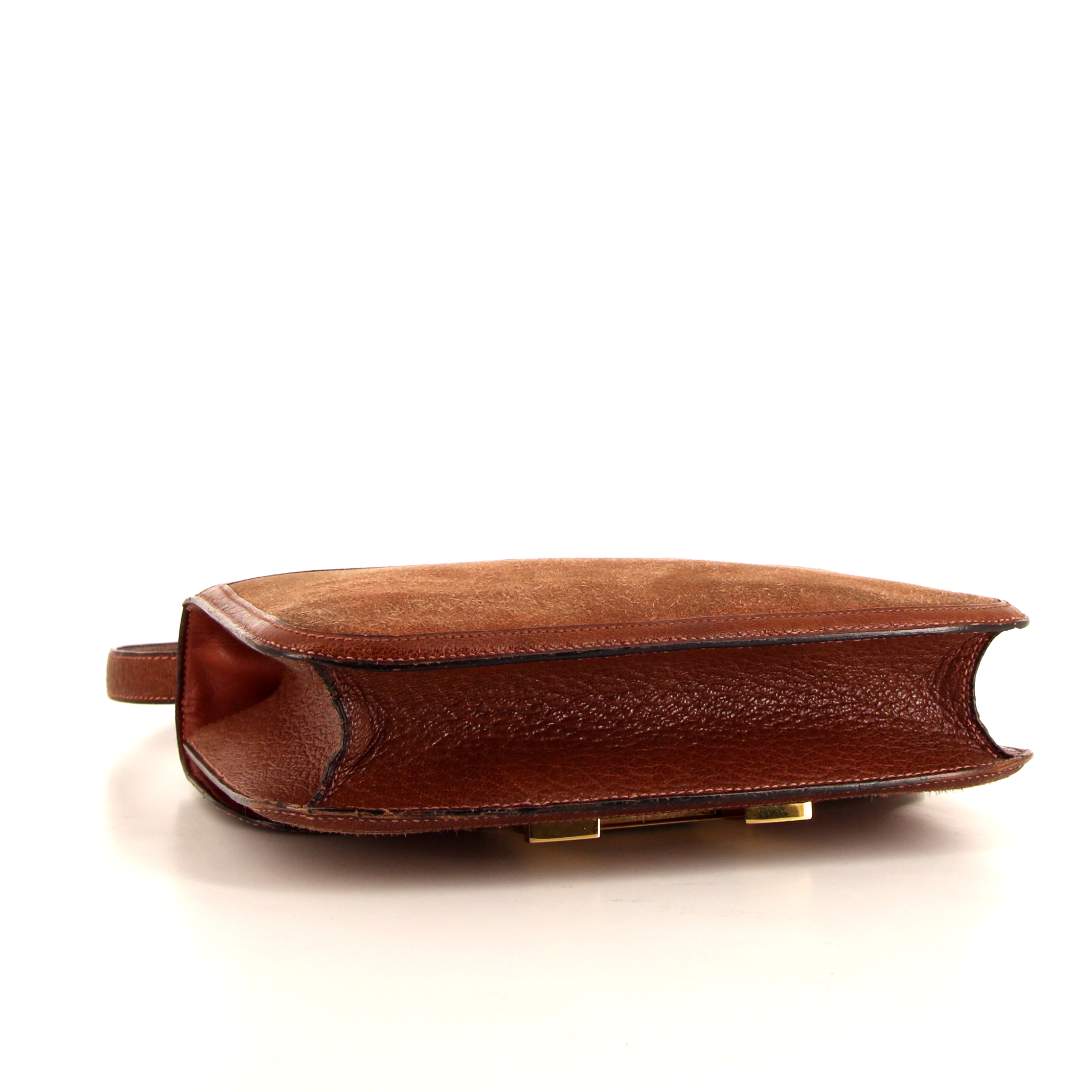 Bolso para llevar al hombro Hermes Constance en cuero de ternero doblis color coñac y cuero marrón - Detail D5