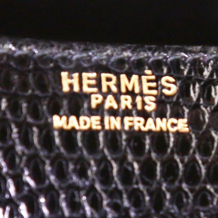 Sac à main Hermes Constance en lézard noir - Detail D4
