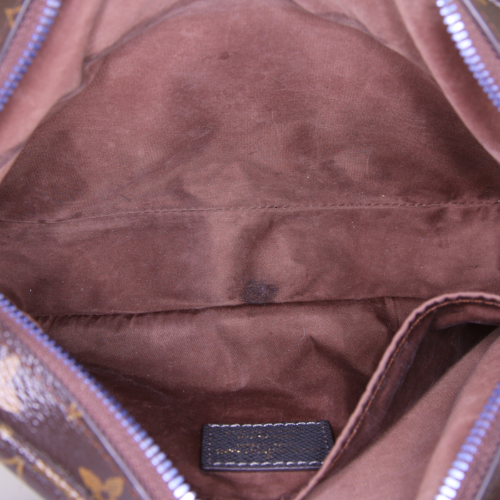 Borsa a tracolla Louis Vuitton Louis Vuitton Editions Limitées in tela monogram marrone e blu - Detail D3