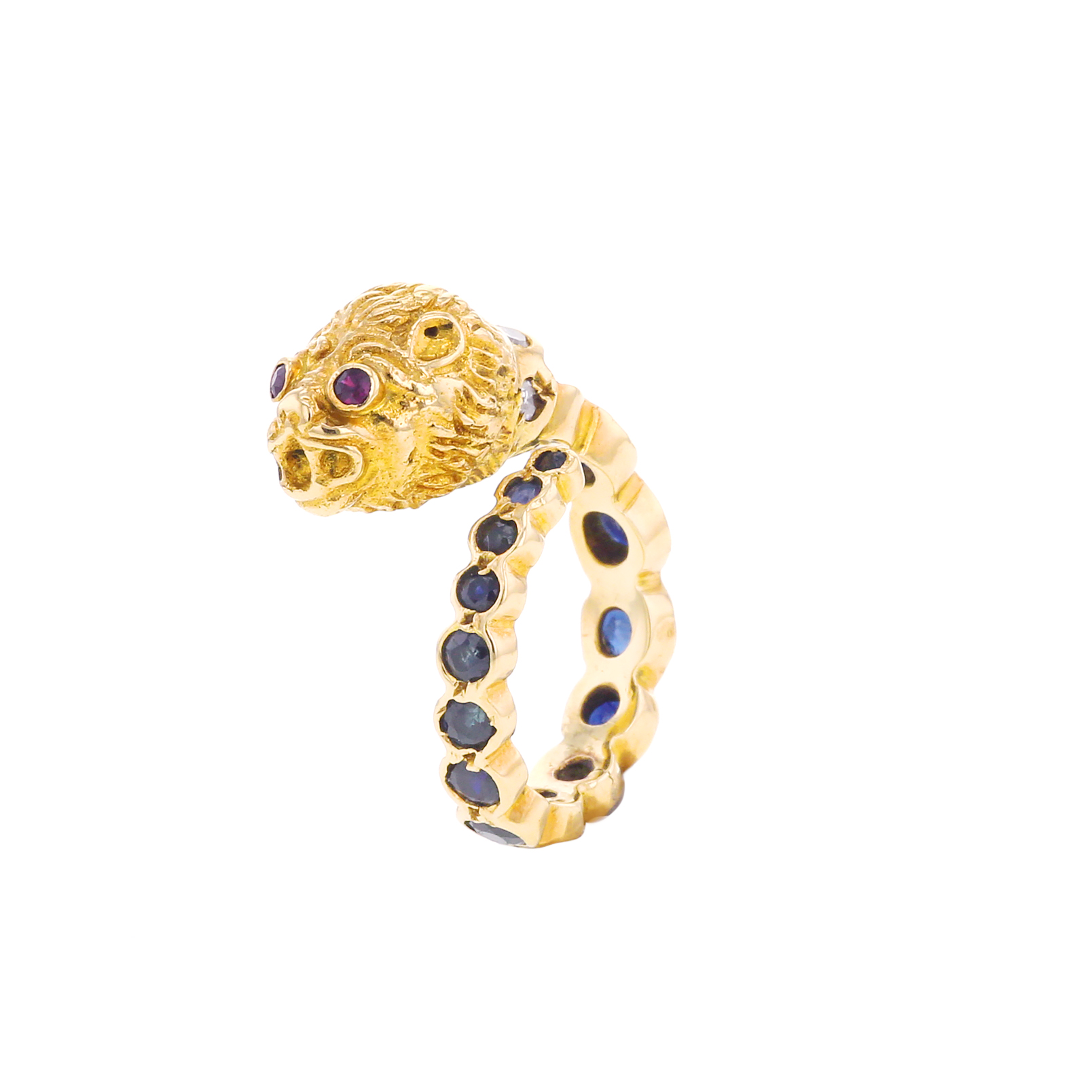 Zolotas ring in yellow gold,  sapphires and ruby - Detail D1