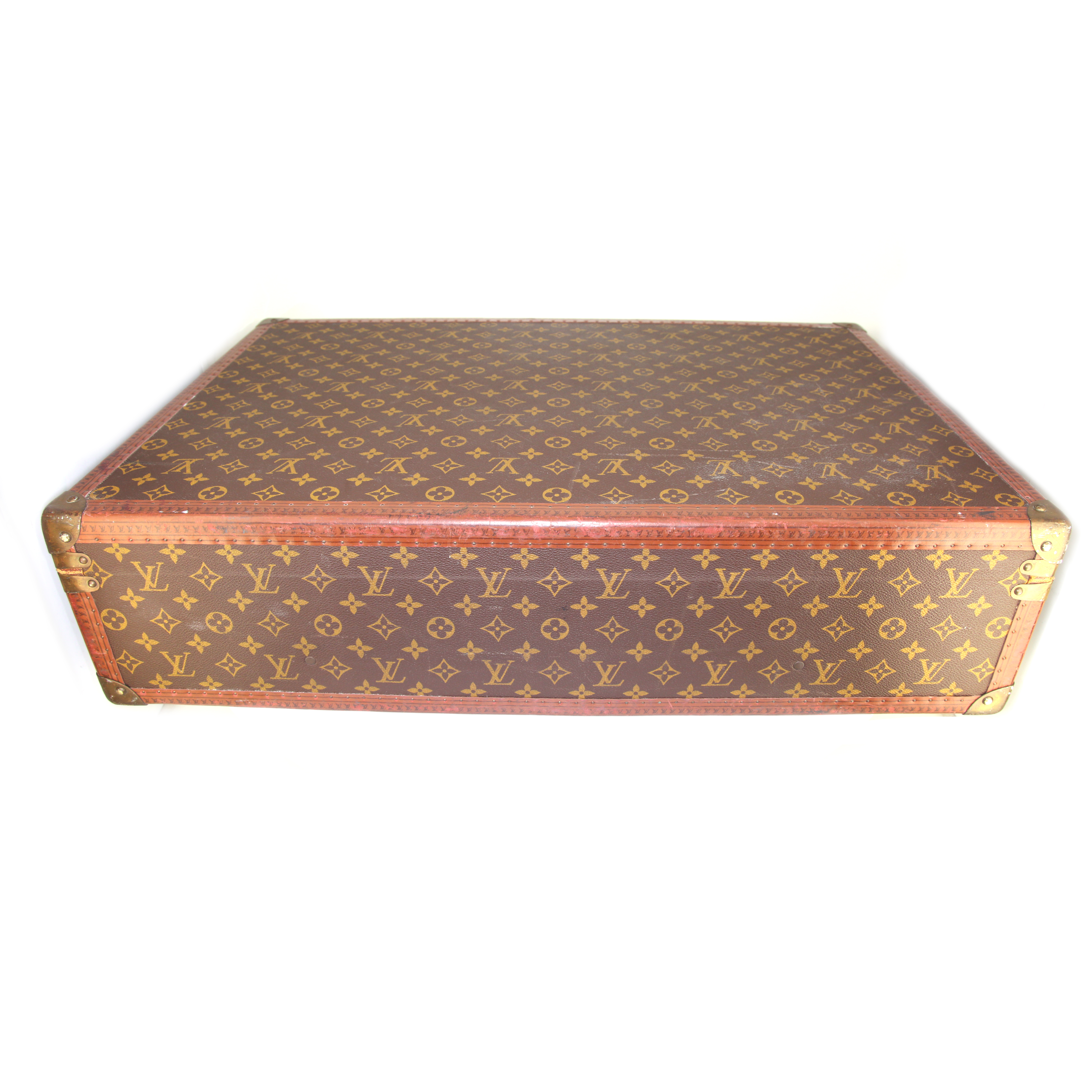 Louis Vuitton Bisten 70 rigid suitcase in brown monogram canvas and natural leather - Detail D5