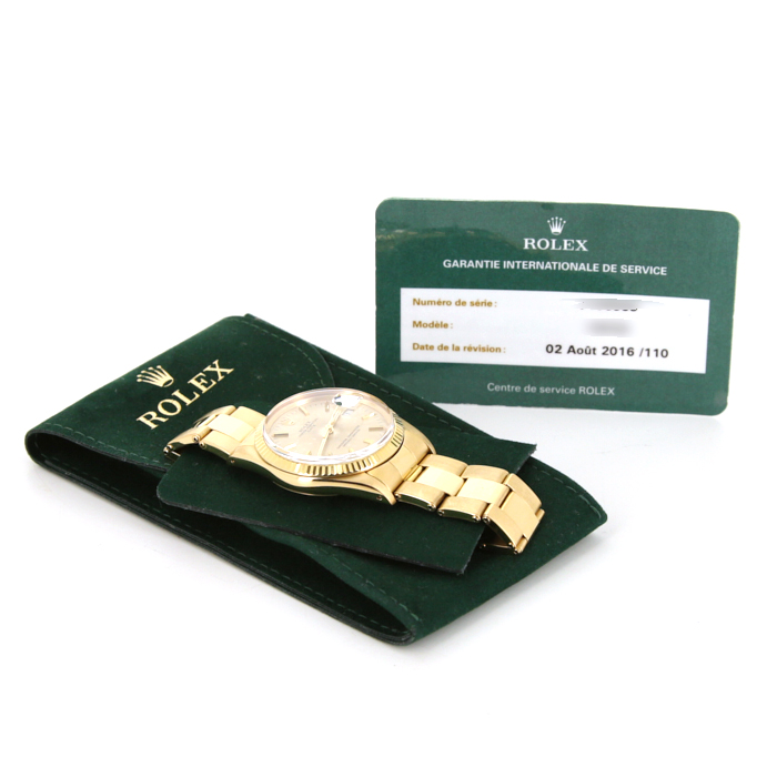 Reloj Rolex Oyster Perpetual Date de oro amarillo Ref :  15038 Circa  1981 - Detail D2