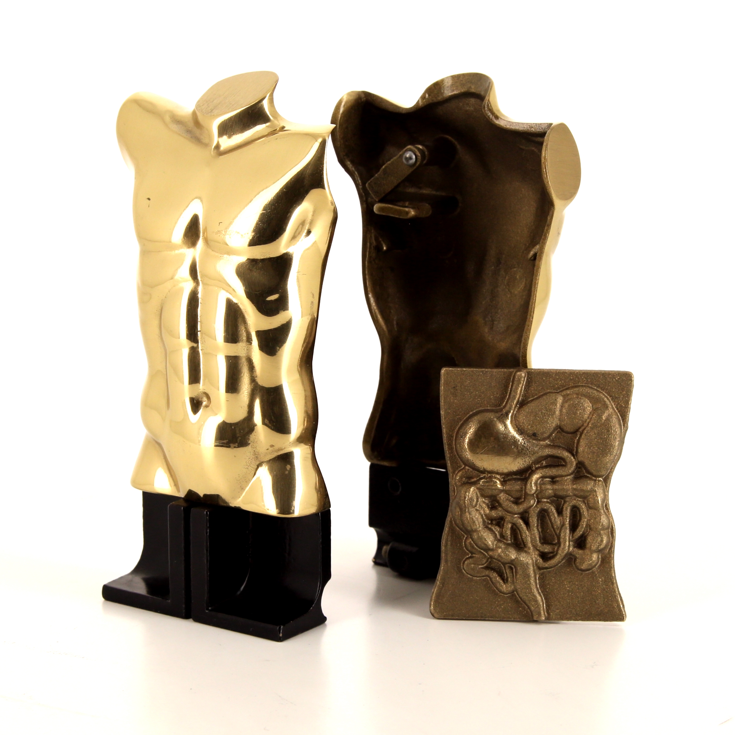 Miguel Berrocal, "Epigastric torso", in gilded and polished bronze, Artcurial edition, signed and numbered, from 1989
