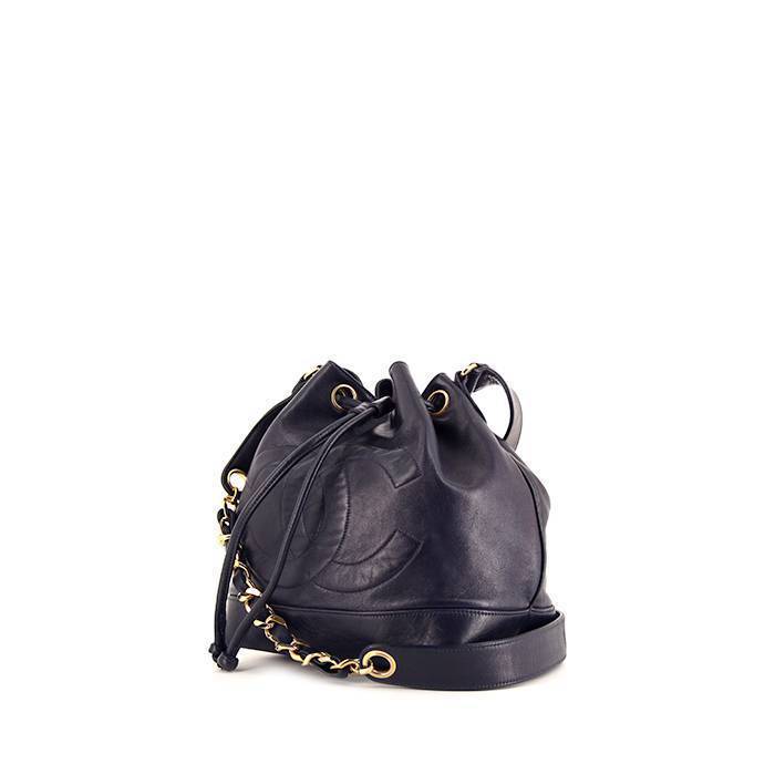 Chanel Vintage Chanel Brown Lambskin Leather Drawstring Bucket Bag  