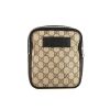 Gucci shoulder bag in beige monogram canvas and black leather - 360 thumbnail