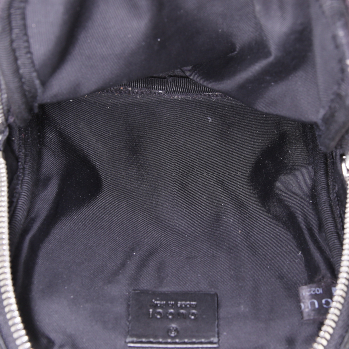 Sac bandoulière Gucci en toile monogram beige et cuir noir - Detail D2