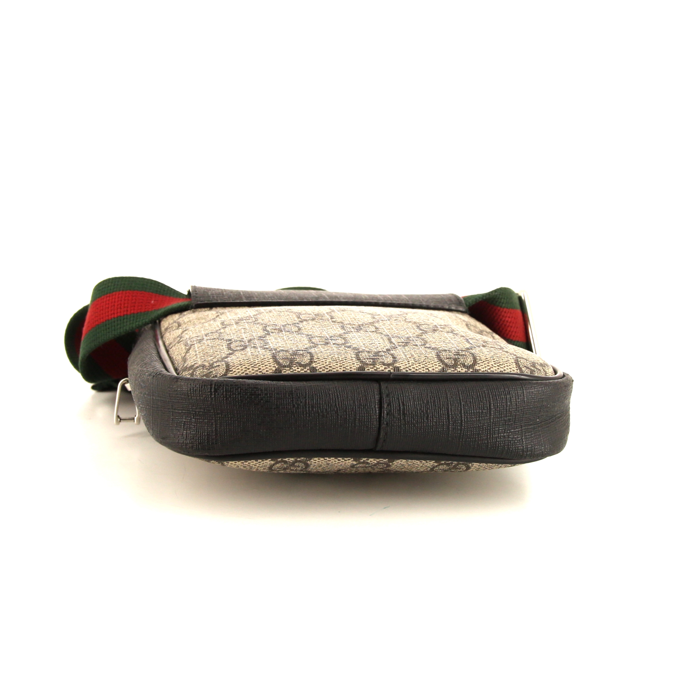 Borsa a tracolla Gucci in tela monogram beige e pelle nera - Detail D4