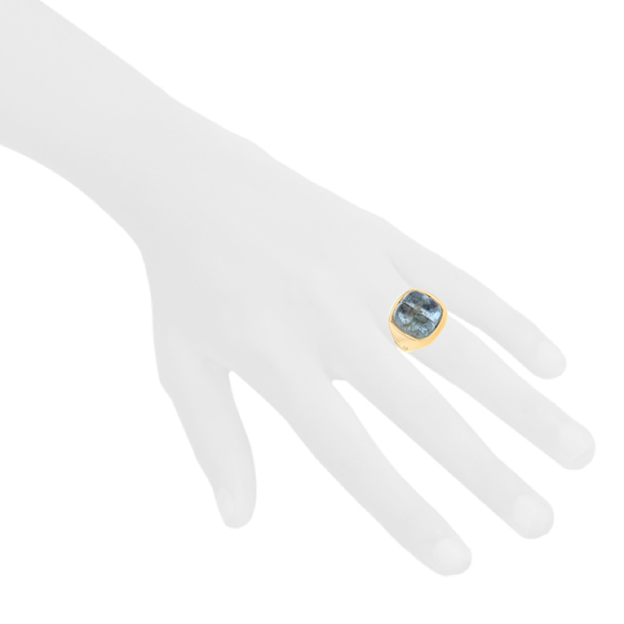 Pomellato Mosaique ring in yellow gold and aquamarine - Detail D1