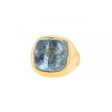 Pomellato Mosaique ring in yellow gold and aquamarine