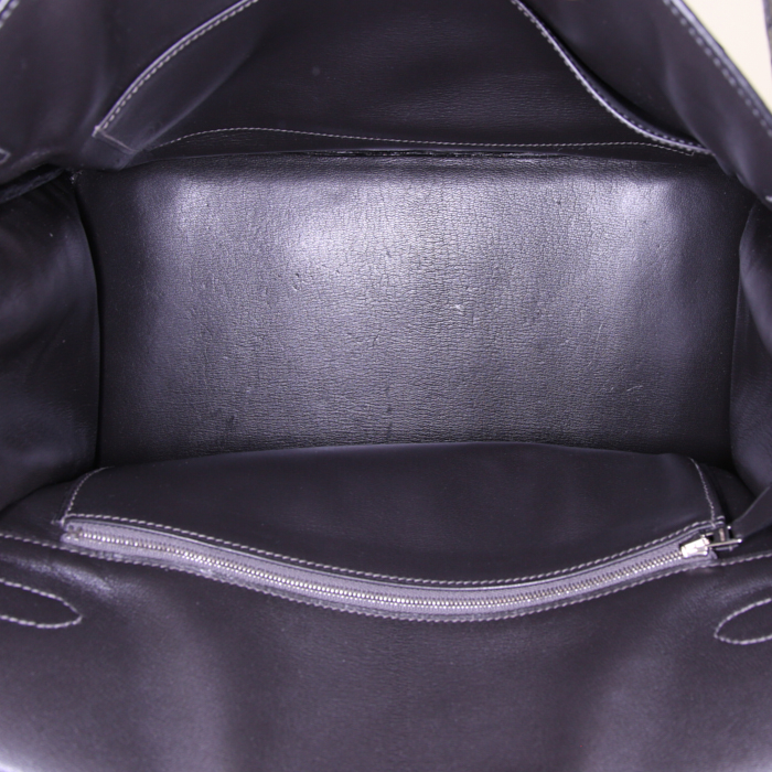 Bolso de mano Hermes Birkin 35 cm en cocodrilo porosus gris Graphite - Detail D2