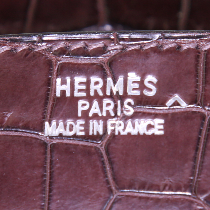 Hermes Birkin 35 cm handbag in brown porosus crocodile - Detail D3