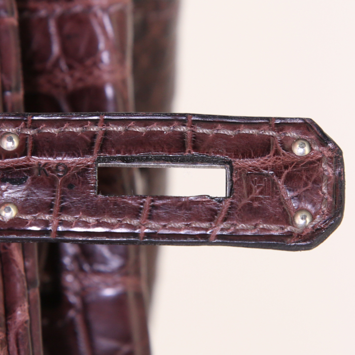 Hermes Birkin 35 cm handbag in brown porosus crocodile - Detail D4
