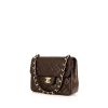 Chanel Mini Timeless shoulder bag in brown quilted leather and black piping - 00pp thumbnail