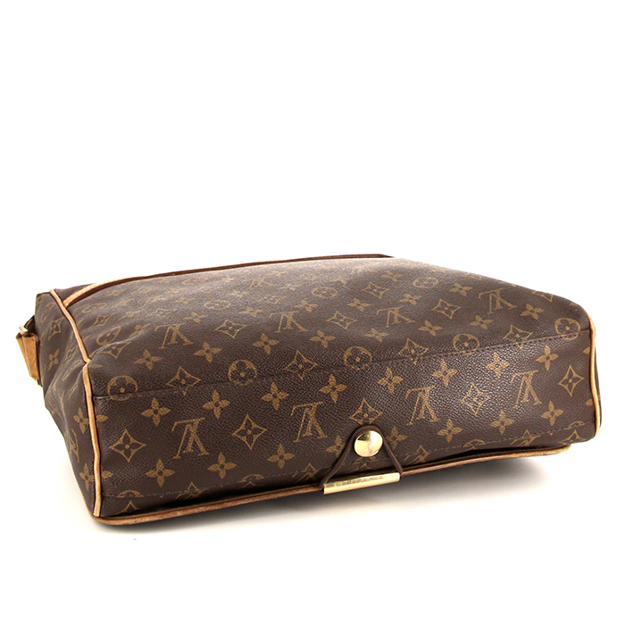 Bolso bandolera Louis Vuitton Bastille en lona Monogram marrón y cuero natural - Detail D4
