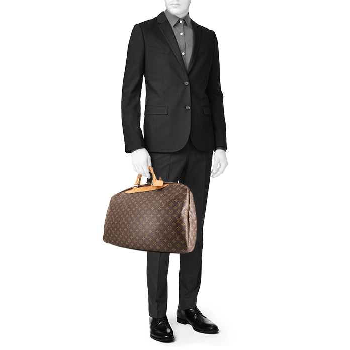 Louis Vuitton Alize travel bag in brown monogram canvas and natural leather - Detail D1