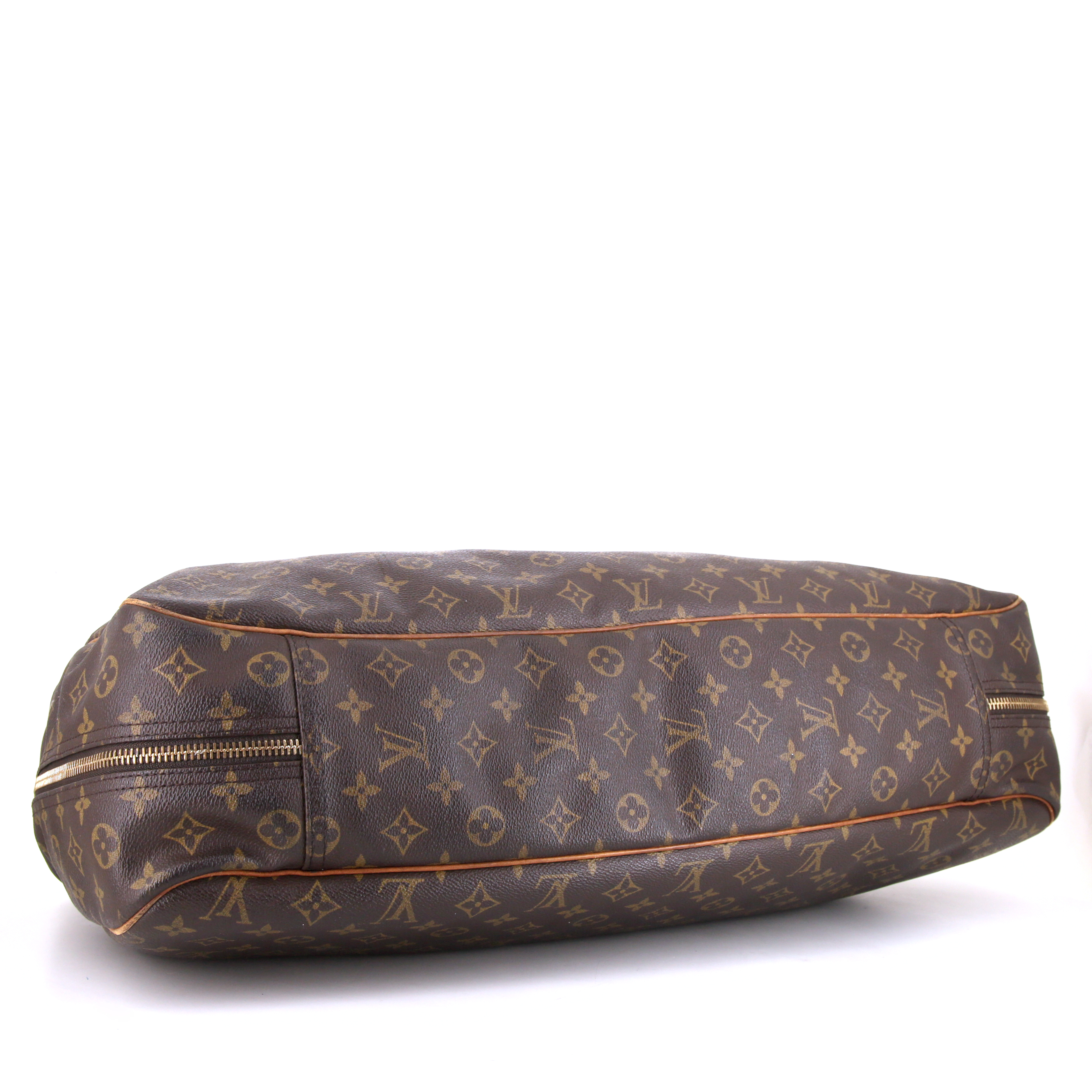 Louis Vuitton Alize travel bag in brown monogram canvas and natural leather - Detail D4