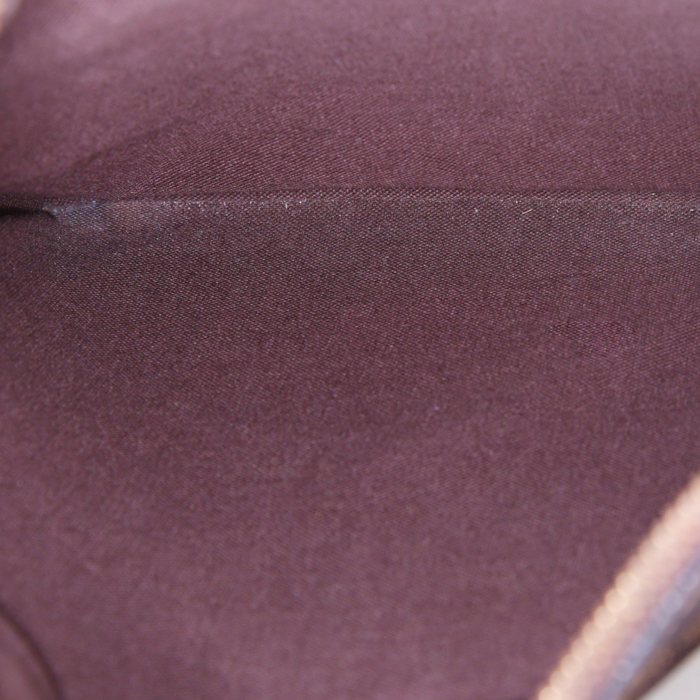Borsa a tracolla Louis Vuitton in tela cerata con motivo a scacchi ebano e pelle marrone - Detail D2