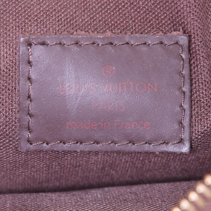 Sac bandoulière Louis Vuitton en toile damier enduite ébène et cuir marron - Detail D3